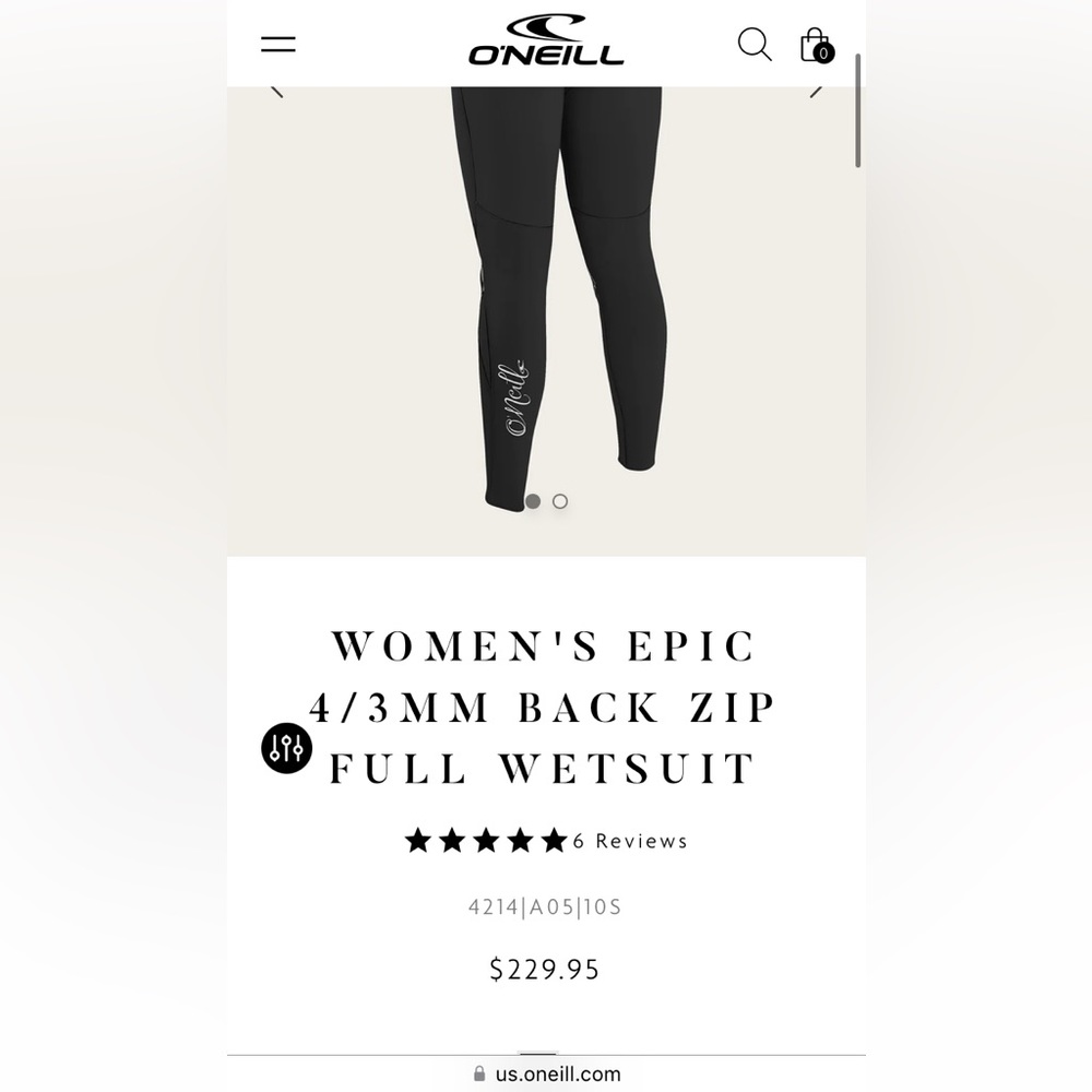 O’Neil womens wetsuit size 10S